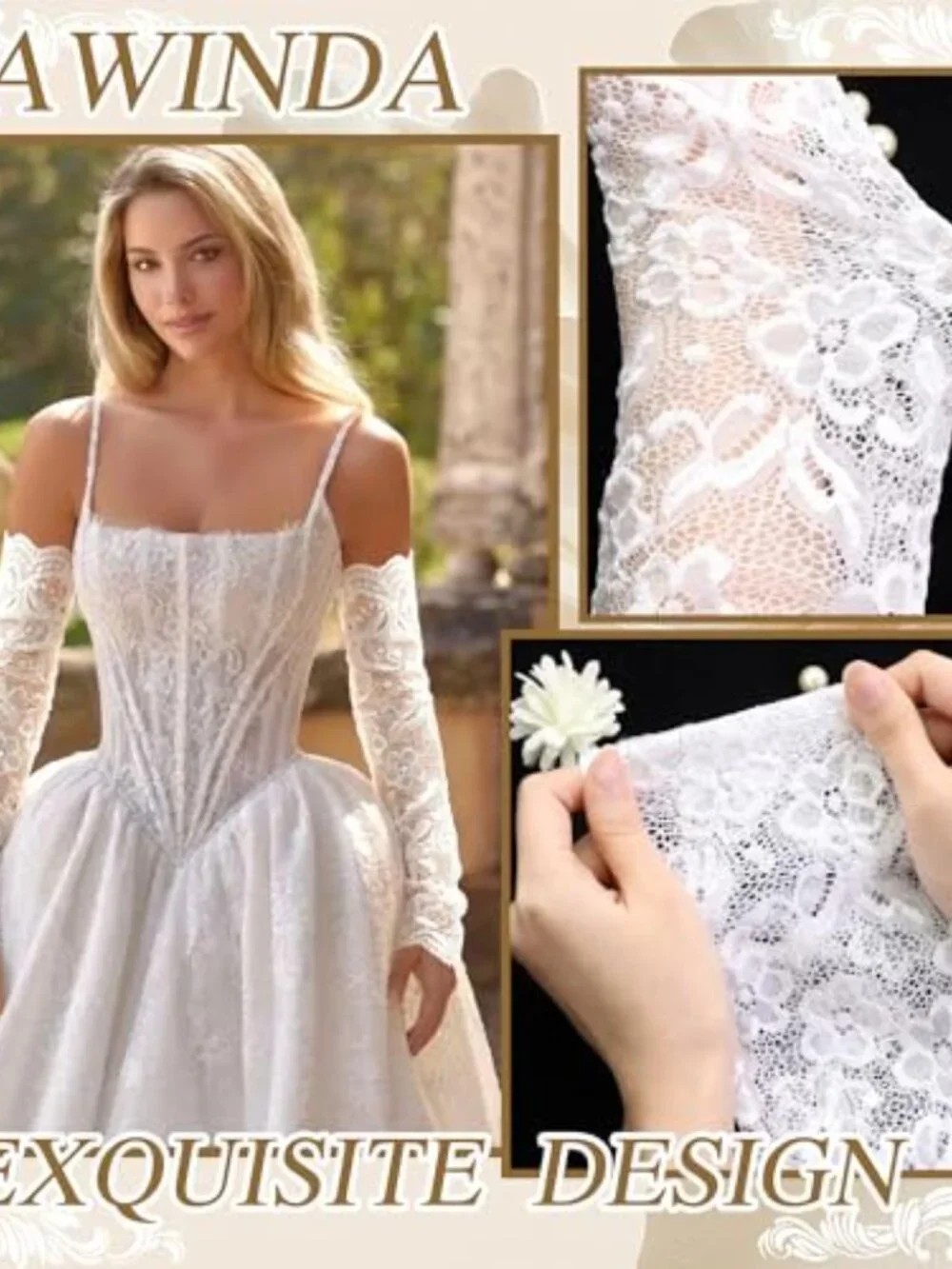 Elegant Lace Fingerless Bridal Gloves Women's Long Arm Sleeves Floral